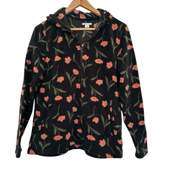 O’Neill Black dark Floral Zip-Up Hoodie Half Zip size‎ small - Picture 1 of 5